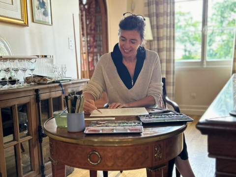 Introduction To Watercolour Painting Paired With Non-Alcoholic Bordeaux Wine Tasting At Maison Charmeilles Le Comptoire (Libourne, France)